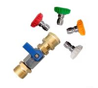 Raccord pour m22 Acier Inoxydable Laiton 4500 PSI avec Switch(Blue Nozzle) | Interrupteur intégré, contrôle débit immédiat, réduit pour usure pour pompe, compatible pour m22 14mm, usage professionnel