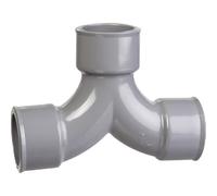 Raccord PVC gris coudé double 87 degrés30 - Diamètre 50 mm - Triple emboîture - Girpi