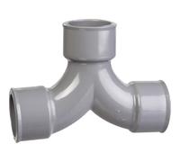 Raccord PVC gris coudé double 87 degrés30 - Diamètre 50 mm - Triple emboîture - Girpi