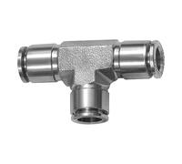 Raccord T pour tuyau extérieur Ø 12 mm, pression de travail max. 20 bar, acier inoxydable 1.4404.