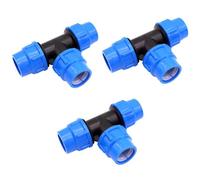 Raccord tuyau 25mm, Raccords de tuyau d’eau en T - 25 mm x 25 mm x 25mm, Raccord de plomberie de compression PN16 - connecteur compatible avec tuyaux en polyéthylène（3 pièces）