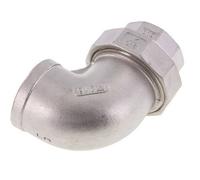 Raccord union 90deg Rp1 1/2'' femelle en acier inoxydable joint conique 16bar (224.8psi)