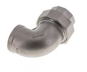 Raccord union coudé 90deg Rp1 1/4'' femelle acier inoxydable joint plat PTFE 16bar (224.8psi)