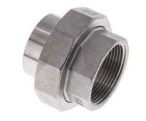 Raccord union droit Rp1 1/2'' femelle x 48.3mm extrémité à souder acier inoxydable joint plat PTFE 150bar (2107.5psi)