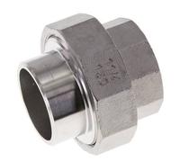 Raccord union droit Rp1 1/4'' femelle x 42.4mm extrémité à souder acier inoxydable joint plat PTFE 150bar (2107.5psi)