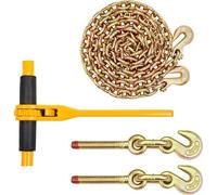 Raccords à vis circulaires et kits de chaînes de 3/8" à 1/2", capacité de traction de 9200 lbs, 2 chaînes G80 de 3/8" x 10' avec crochets, pour le remorquage de véhicules, le tirage et la fixation, 2 