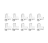 Raccords d'angle à 3 voies, 10 pièces raccords de tuyau à 3 voies en plastique PVC connecteur d'angle en T à angle droit, connecteurs de tuyau en PVC coudé en PVC 20 mm de diamètre intérieur(Blanc)