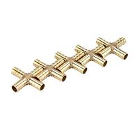 Raccords de jonction de tuyaux en laiton à 4 voies, connecteur barbelé pour pétrole, gaz et carburant 6 8 10 12Mm, 5 pièces (10mm)