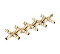 Raccords de jonction de tuyaux en laiton à 4 voies, connecteur barbelé pour pétrole, gaz et carburant 6 8 10 12Mm, 5 pièces (8mm)
