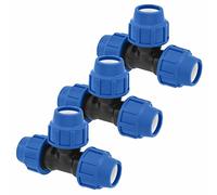 Raccords de tuyau d’eau en T - 25 mm x 25 mm x 25mm- Raccord de plomberie de compression PN16 - connecteur compatible avec tuyaux en polyéthylène PE80 et PE100-3 pièces - SmartProduct