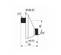 Raccords décalés universels longueur 70mm chromé mâle 1/2''x3/4'' - - 858027.2P