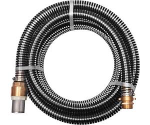 Raccords en laiton - 7 m - Ø 25 mm - Noir - Livré complet avec vanne de pied et tête d'aspiration - Pour pompe de jardin et eau souterraine - Tuyau d'aspiration flexible