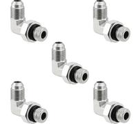 Racewill Raccord hydraulique coudé 90° : 1 cm JIC mâle x #6 SAE/ORB mâle | Lot de 5 adaptateurs hydrauliques avec couvercle de protection - 6801-06-06