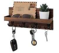 Rachlicy Porte-clés et courrier pour Mur, Porte-clés en Bois avec 8 Crochets, Organisateur Mural Moderne pour Stocker des Lettres, des Magazines et parapluies