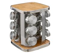 Rack 12 Épices Rotatif "Bambou" 23cm Naturel & Argent