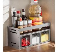 Rack à épices Double Row Space Aluminium & Abs Abs Hanging Spice Rack avec boîte d'assaisonnement transparente Organisateur détachable et chargé de chargement pour cuisine, garde-manger, suspendu