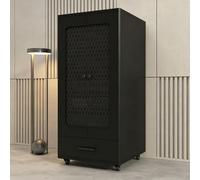 Rack Audio Bois Massif, Meuble Amplificateur avec Tiroir et Rails U | Ventilation Double Face, Étagères Réglables, Tiroir, Rails U, Meuble Audio pour Home Cinéma, KTV & Studio