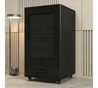 Rack Audio Bois Massif, Meuble Amplificateur avec Tiroir et Rails U | Ventilation Double Face, Étagères Réglables, Tiroir, Rails U, Meuble Audio pour Home Cinéma, KTV & Studio