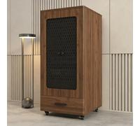 Rack Audio Bois Massif, Meuble Amplificateur avec Tiroir et Rails U | Ventilation Double Face, Étagères Réglables, Tiroir, Rails U, Meuble Audio pour Home Cinéma, KTV & Studio
