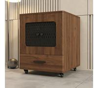 Rack Audio Bois Massif, Meuble Amplificateur avec Tiroir et Rails U | Ventilation Double Face, Étagères Réglables, Tiroir, Rails U, Meuble Audio pour Home Cinéma, KTV & Studio