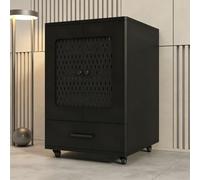 Rack Audio Bois Massif, Meuble Amplificateur avec Tiroir et Rails U | Ventilation Double Face, Étagères Réglables, Tiroir, Rails U, Meuble Audio pour Home Cinéma, KTV & Studio
