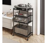 Rack AV à 3/4 étages avec roulettes universelles pour salon, jeux et enregistrement, étagère de console de lecteur DVD (50 x 35,1 x 88 cm)