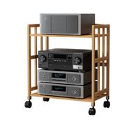 Rack AV en bambou réglable en hauteur - Support roulant à 2 à 5 niveaux pour home cinéma et équipement audio - Amplificateur HiFi - 70 cm de hauteur x 60 cm de longueur - Design élégant
