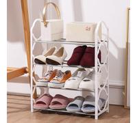 Rack Chaussures Démontable Outils PP et Acier Rack Chaussures(White) | Structure compacte 4 niveaux, optimise l'espace vertical, pour idéal petits espaces, dortoirs, entrées