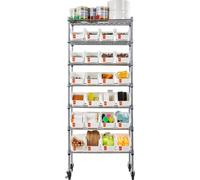 Rack de rangement à roulettes à 7 niveaux, 24 petits bacs, système de rangement à roulettes en fil d'acier, organiseur d'outils mobile pour garage, entrepôt, bureau, restaurant, salle de uisi
