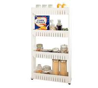 Rack de stockage en plastique rangement à roulettes multi-fonctions quatre étages - Blanc