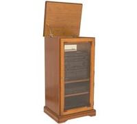 Rack Hifi Merisier 1 Porte Vitrée Dessus Relevable 5 Niches L 57 H 107 P 46.5 cm - L 57 x l 46.5 x H 107 cm marron G