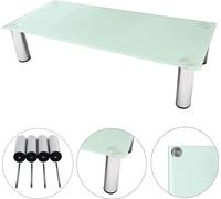 Rack TV blanc 80 cm Repose-écran en verre Support d'écran Étagère