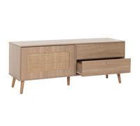 Meuble Tv Hwc-M38, Buffet Tv Armoire Tv Commode, Porte À Tiroir, Kubu Rotin Bois 56x140x41cm Chêne-Optique Multicolore