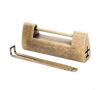 Rackumic Cadenas vintage en cuivre antique avec serrure horizontale traditionnelle chinoise gravée pour sécuriser les boîtes à bijoux pour mini armoires, tiroirs, rangement décoratif de la maison avec