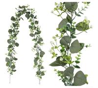 Rackumic Décoration murale en eucalyptus artificiel à suspendre, guirlande réaliste en maille de soie synthétique pour mariage, maison, fête, accessoires de photographie, tige de plante flexible et