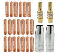 Rackumic Kit de 24 consommables de soudage pour torche MB 15AK MIG MAG comprenant 15 embouts en cuivre M6 0,6-1,2 mm plus 2 buses de gaz pour travail du métal jusqu'à 200 A