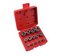 Rackumic Lot de 14 clés à douille 1/2 3/8 1/4 E4-E24 pour embouts Torx pour réparation de moteur de voiture, camion, vélo et tâches mécaniques générales dans un étui de transport rouge