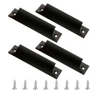 Rackumic Lot de 4 poignées de porte de placard de cuisine en alliage d'aluminium pour placard, tiroir, balcon, maison, finition dorée moderne, 91 x 20 mm, noir