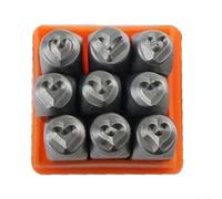 Rackumic Lot de 9 poinçons métalliques en forme de cœur en acier industriel pour la fabrication de bijoux, les loisirs créatifs, la sculpture du cuir, les projets de sceau, empreintes précises, gris
