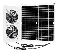 Rackumic Panneau solaire monocristallin 12 V 25 W - Kit double ventilateur IP65 étanche pour abri de jardin, serre, camping-car, bateau - Solution de ventilation durable - Blanc