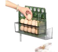 Rackumic Porte-œufs de réfrigérateur 30 pièces avec couvercle à rebond automatique avec date de fraîcheur pour cadran, récipient de rangement en plastique multi-couches pour la maison, la porte de
