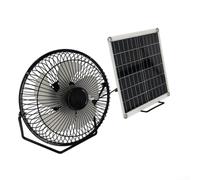 Rackumic Ventilateur à panneau solaire 10 W rechargeable par USB, double source d'alimentation, dispositif de refroidissement portable pour serre, chenil, remorque, camping-car, utilisation sans