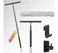 Raclette de douche noir manche télescopique 29-120cm salle de bain nettoyer les fenêtres silicone inox poignée antidérapante