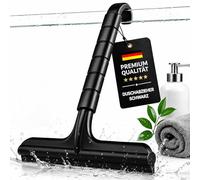 Raclette de douche professionnelle en silicone noir - Raclette de douche monobloc en silicone avec crochet intégré, raclette de paroi de douche avec noyau en acier inoxydable, pour douche, salle de