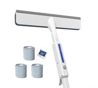 Raclette double face avec pulvérisateur, tige de nettoyage extensible de 0,45 m, outil de lavage télescopique pour écran de douche en microfibre