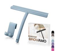 Raclette Douche Silicone sans Traces pour Porte en Verre, Raclette Vitre avec Support sans Percer, Raclette de Douche pour Fenêtres et Miroirs de Salle de Bain [Bleu]