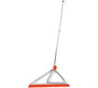 Raclette multifonction en silicone pour nettoyer efficacement le sol de la salle de bain, l'eau, les taches et les poils d'animaux de compagnie, couleur blanc/orange (blanc orange)