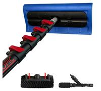 Racloir à neige - Tige télescopique de 8 mètres - Aluminium - Brosse à 5 branches - Kit double pour panneaux solaires et toitures - Pour fenêtres et façades