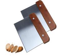 Racloir / coupe-pâte - Lot de 2 - Acier inoxydable - Manche bois - 15 x 10,5 cm