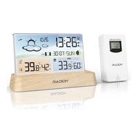 Raddy DT6 Station météo sans Fil avec horloge radio-pilotée DCF, écran couleur numérique pour, thermomètre hygromètre, station météo pour la maison avec prévisions météo et baromètre